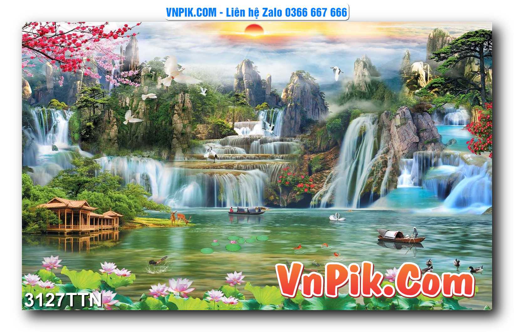 Tranh thác nước – Tranh phong thủy – Tranh treo tường mã 3127TTN