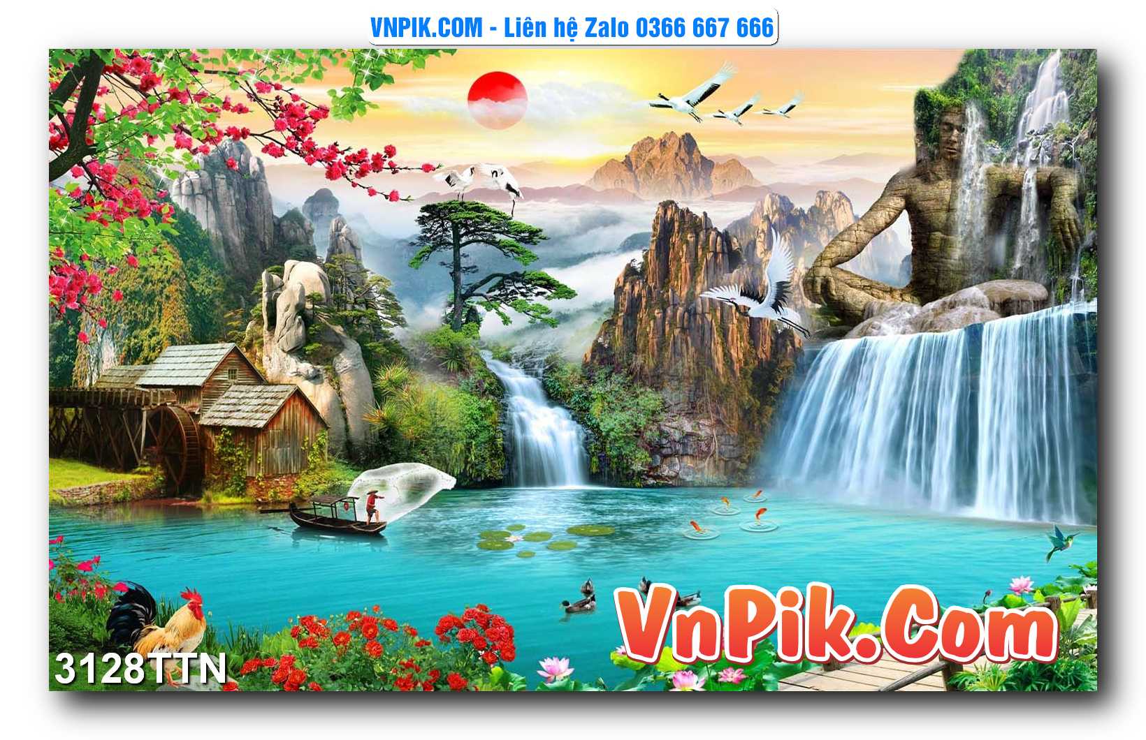 Tranh thác nước – Tranh phong thủy – Tranh treo tường mã 3128TTN