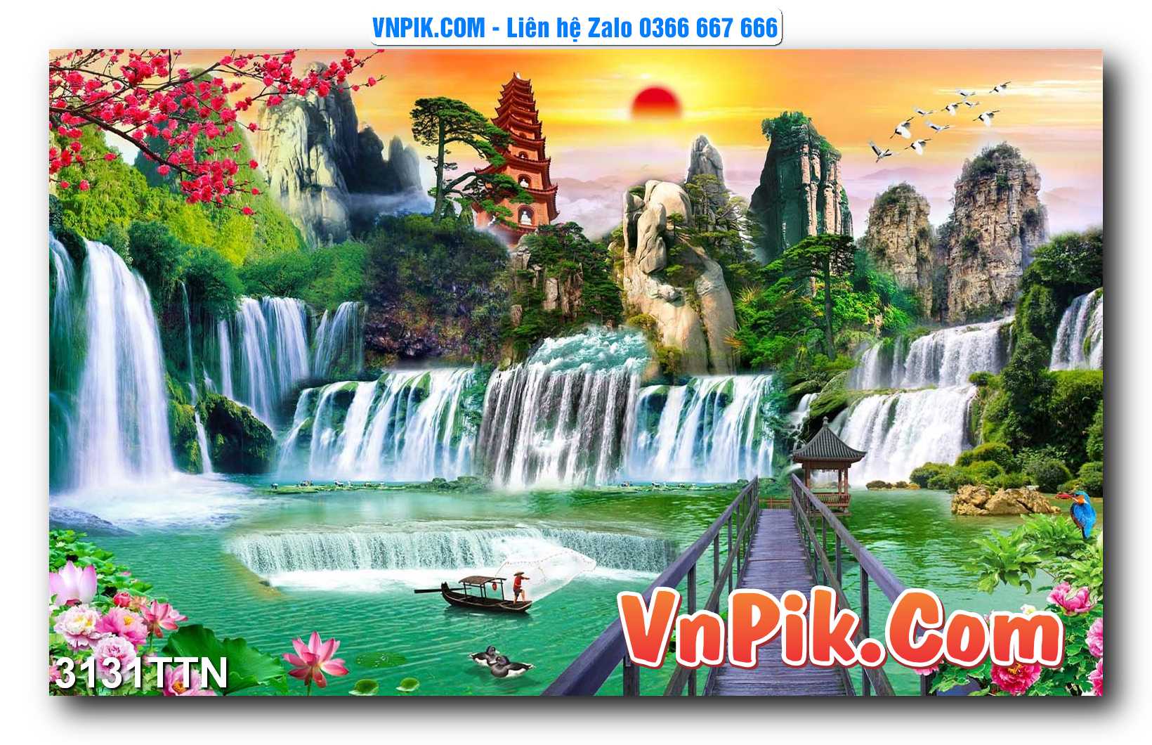 Tranh thác nước – Tranh phong thủy – Tranh treo tường mã 3131TTN