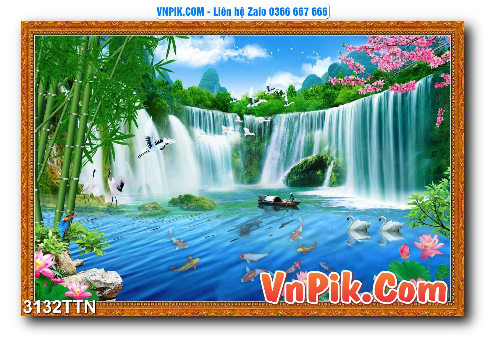Tranh thác nước – Tranh phong thủy – Tranh treo tường mã 3132TTN