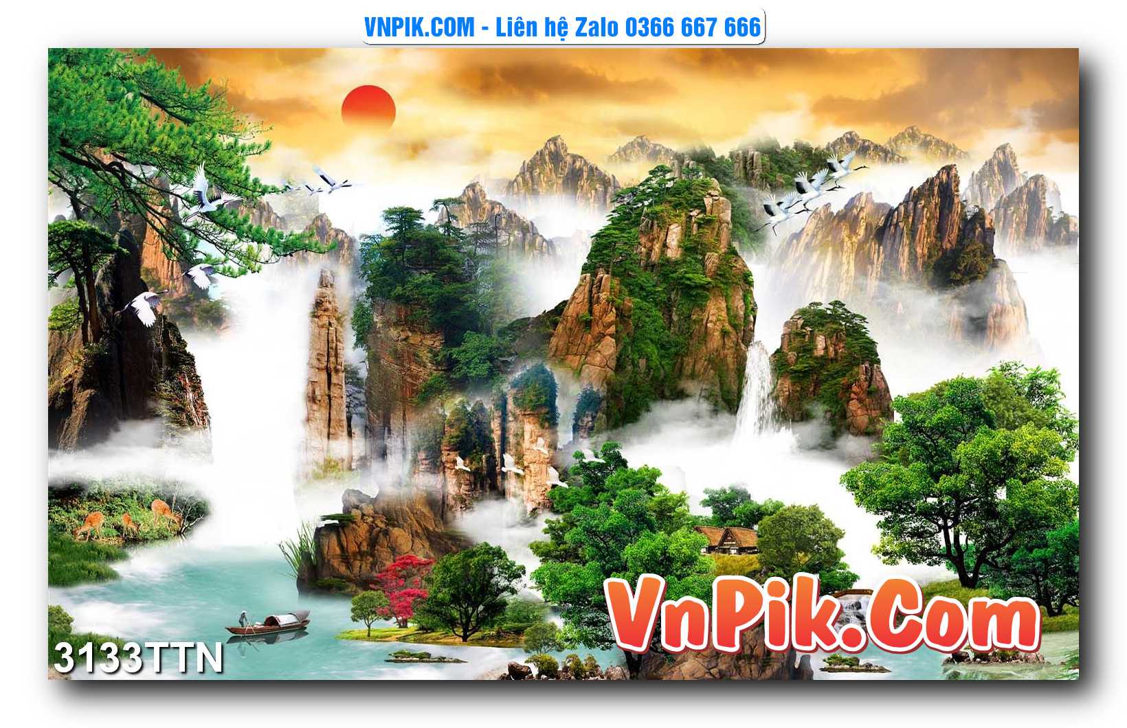 Tranh thác nước – Tranh phong thủy – Tranh treo tường mã 3133TTN