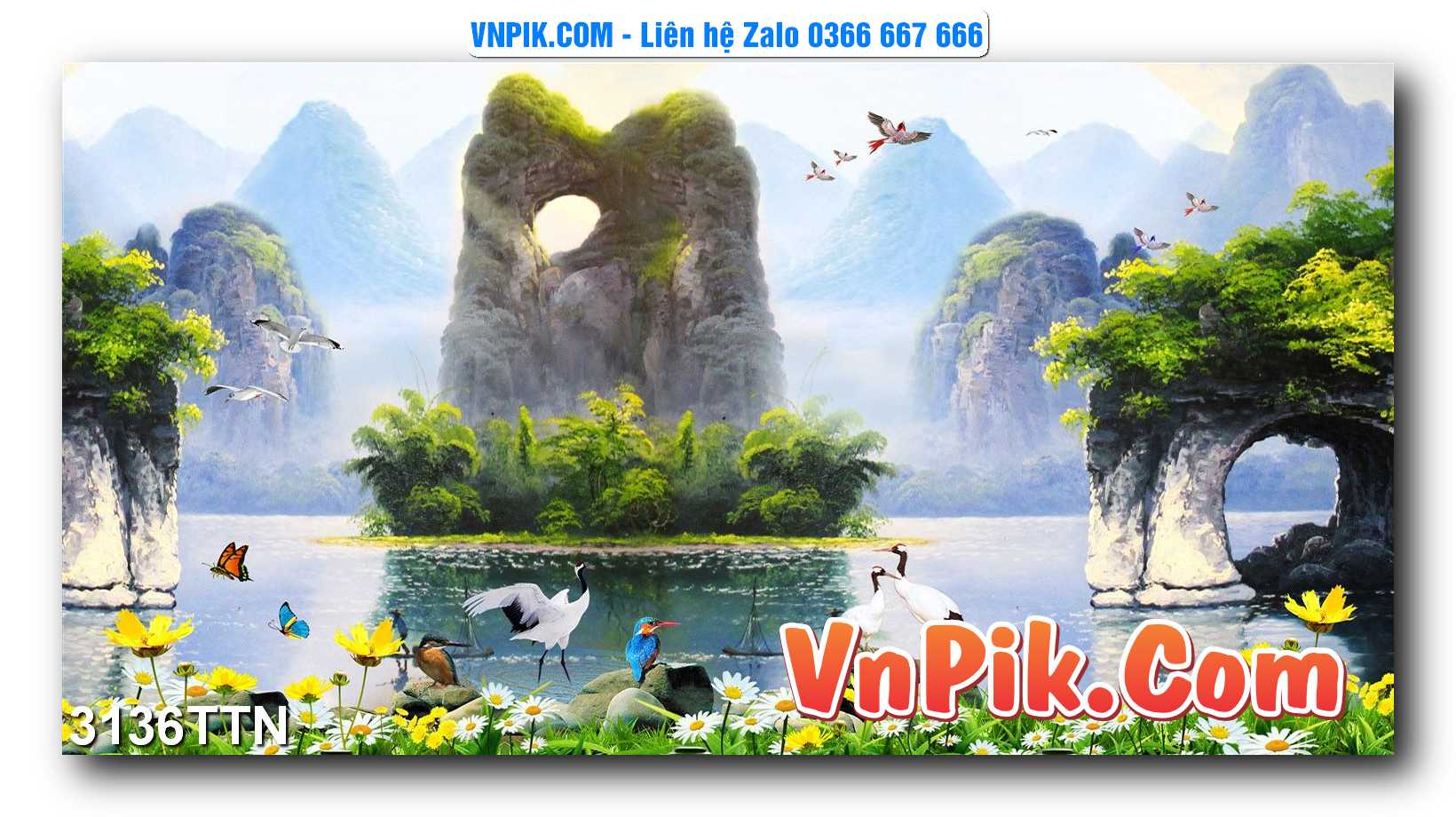 Tranh thác nước – Tranh phong thủy – Tranh treo tường mã 3136TTN