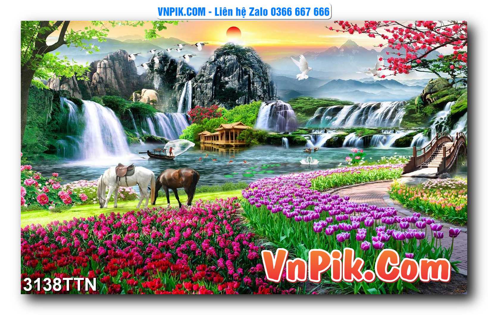 Tranh thác nước – Tranh phong thủy – Tranh treo tường mã 3138TTN