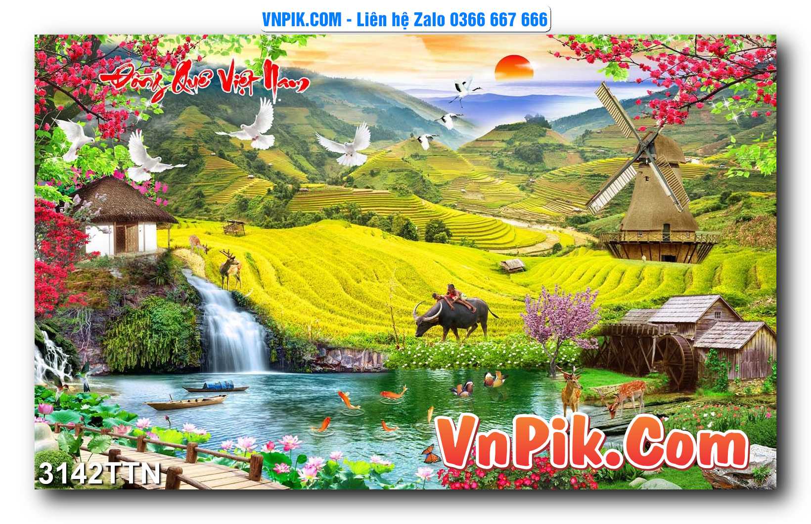 Tranh thác nước – Tranh phong thủy – Tranh treo tường mã 3142TTN