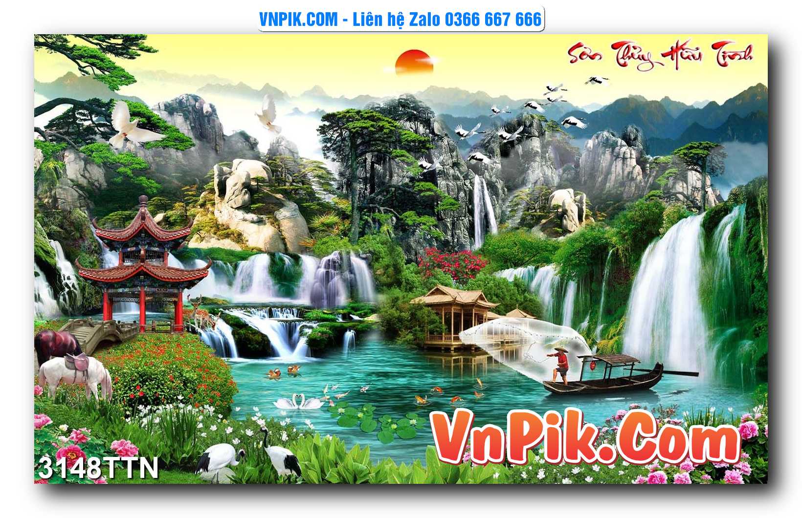 Tranh thác nước – Tranh phong thủy – Tranh treo tường mã 3148TTN