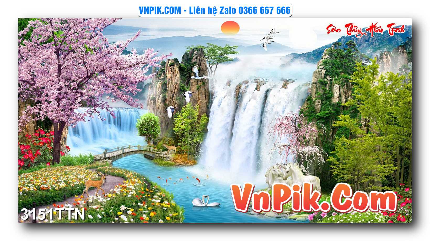 Tranh thác nước – Tranh phong thủy – Tranh treo tường mã 3151TTN