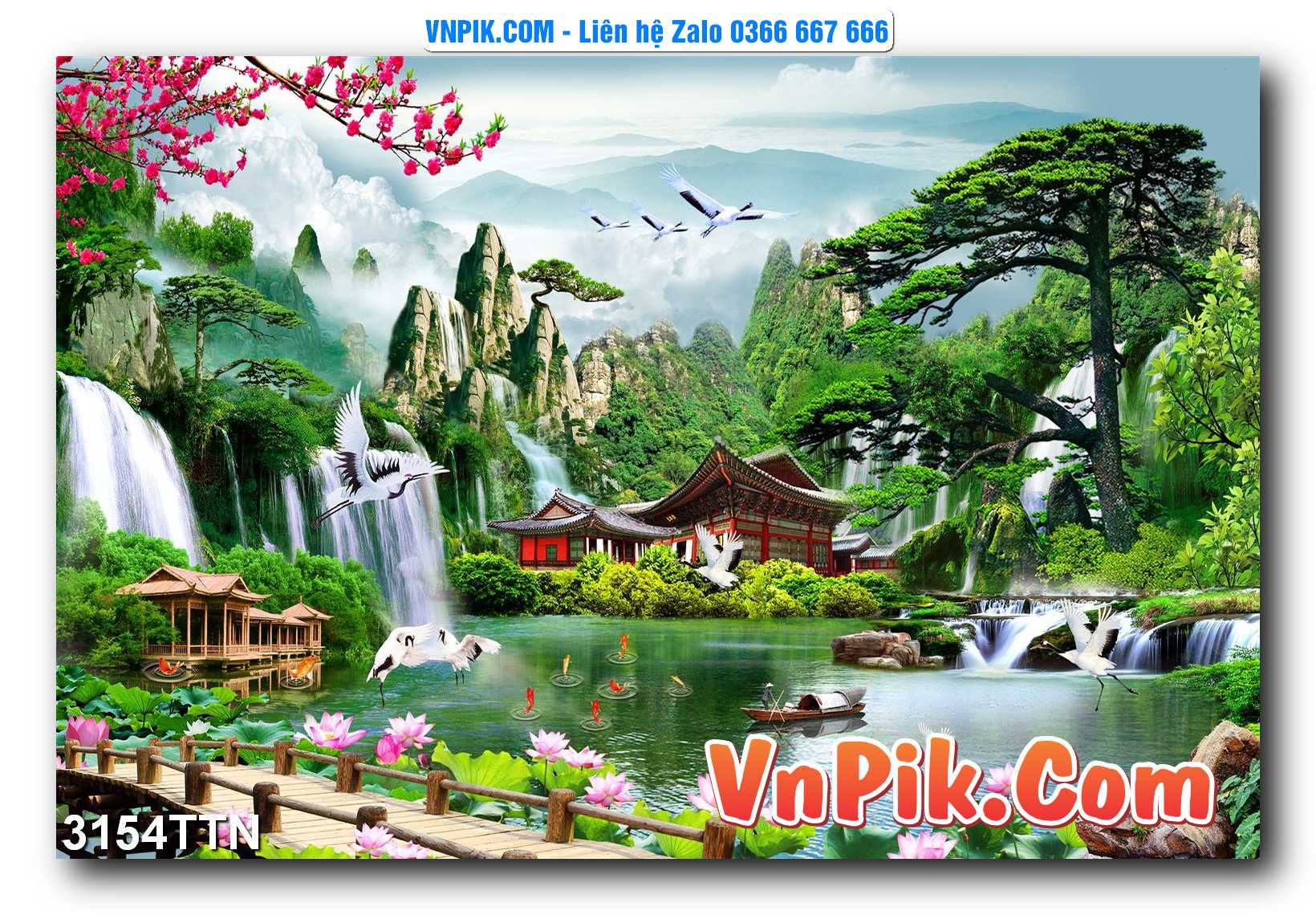 Tranh thác nước – Tranh phong thủy – Tranh treo tường mã 3154TTN