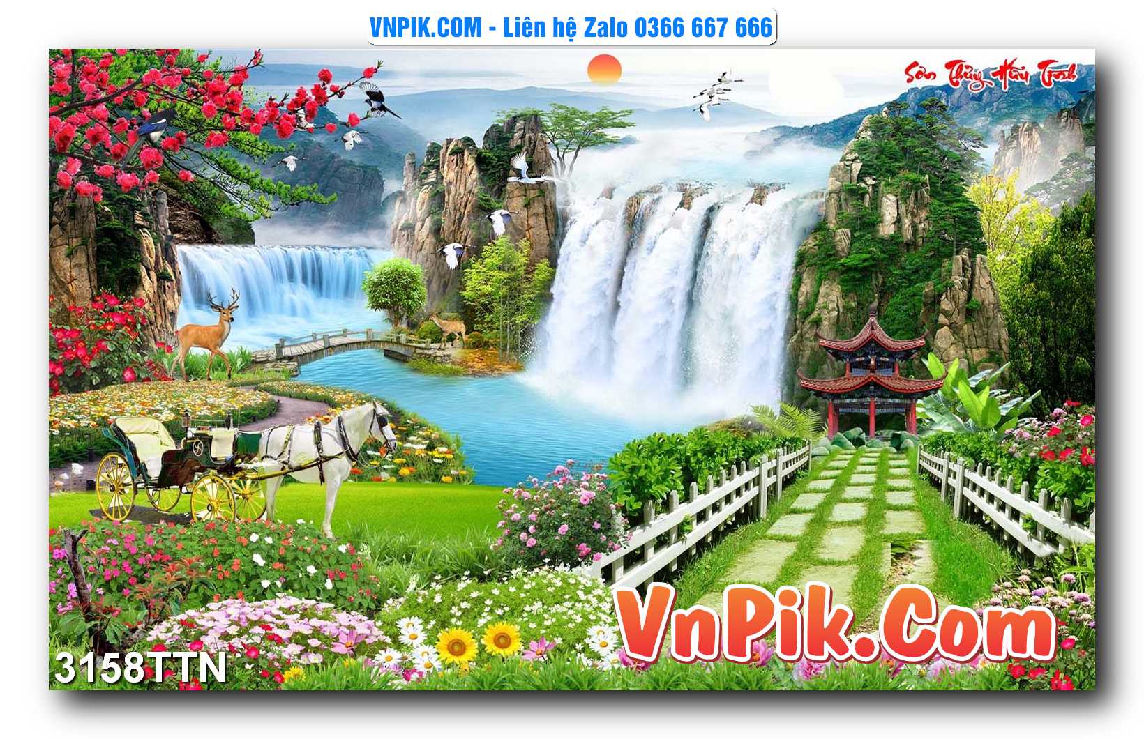 Tranh thác nước – Tranh phong thủy – Tranh treo tường mã 3158TTN