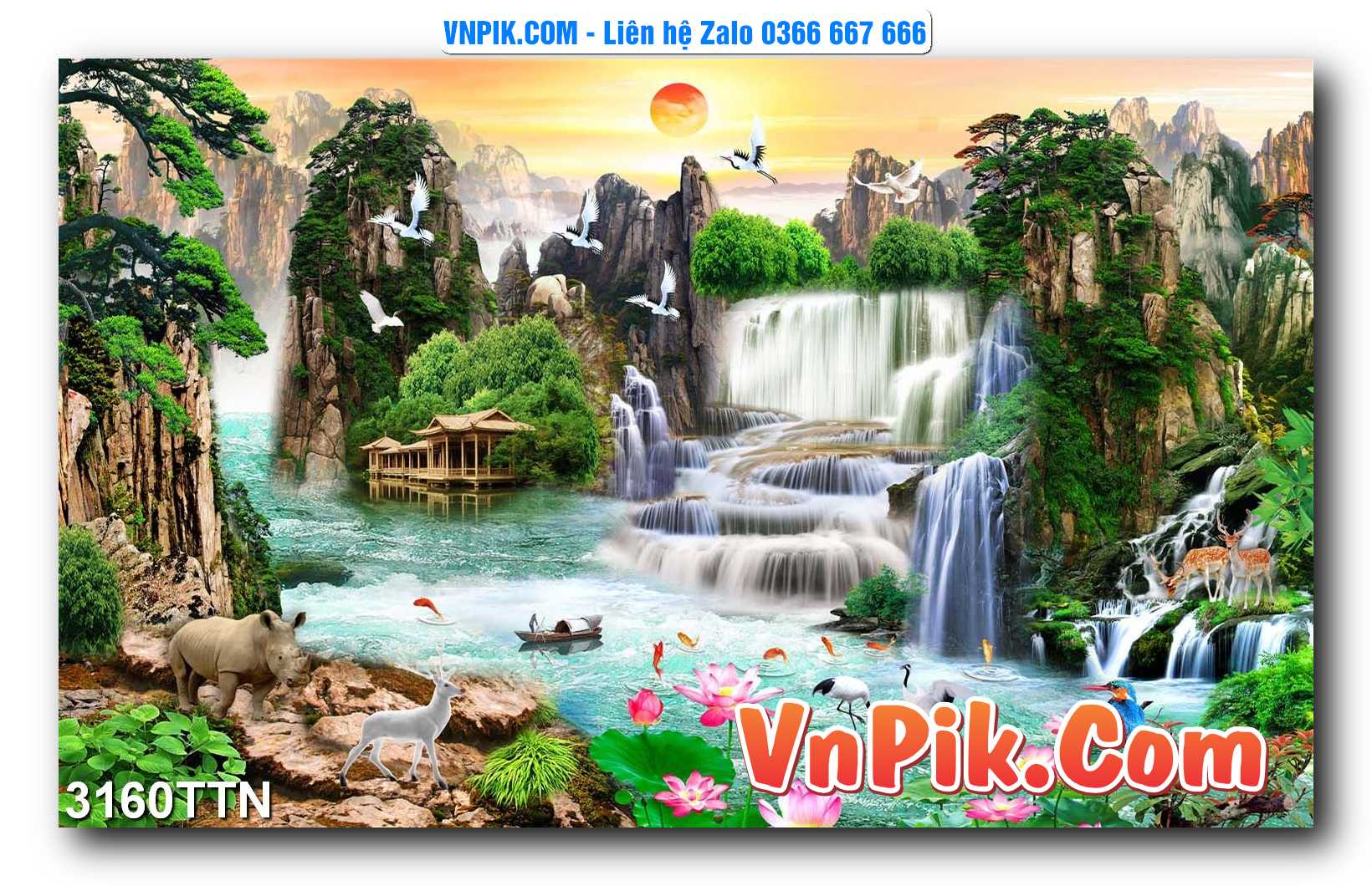 Tranh thác nước – Tranh phong thủy – Tranh treo tường mã 3160TTN