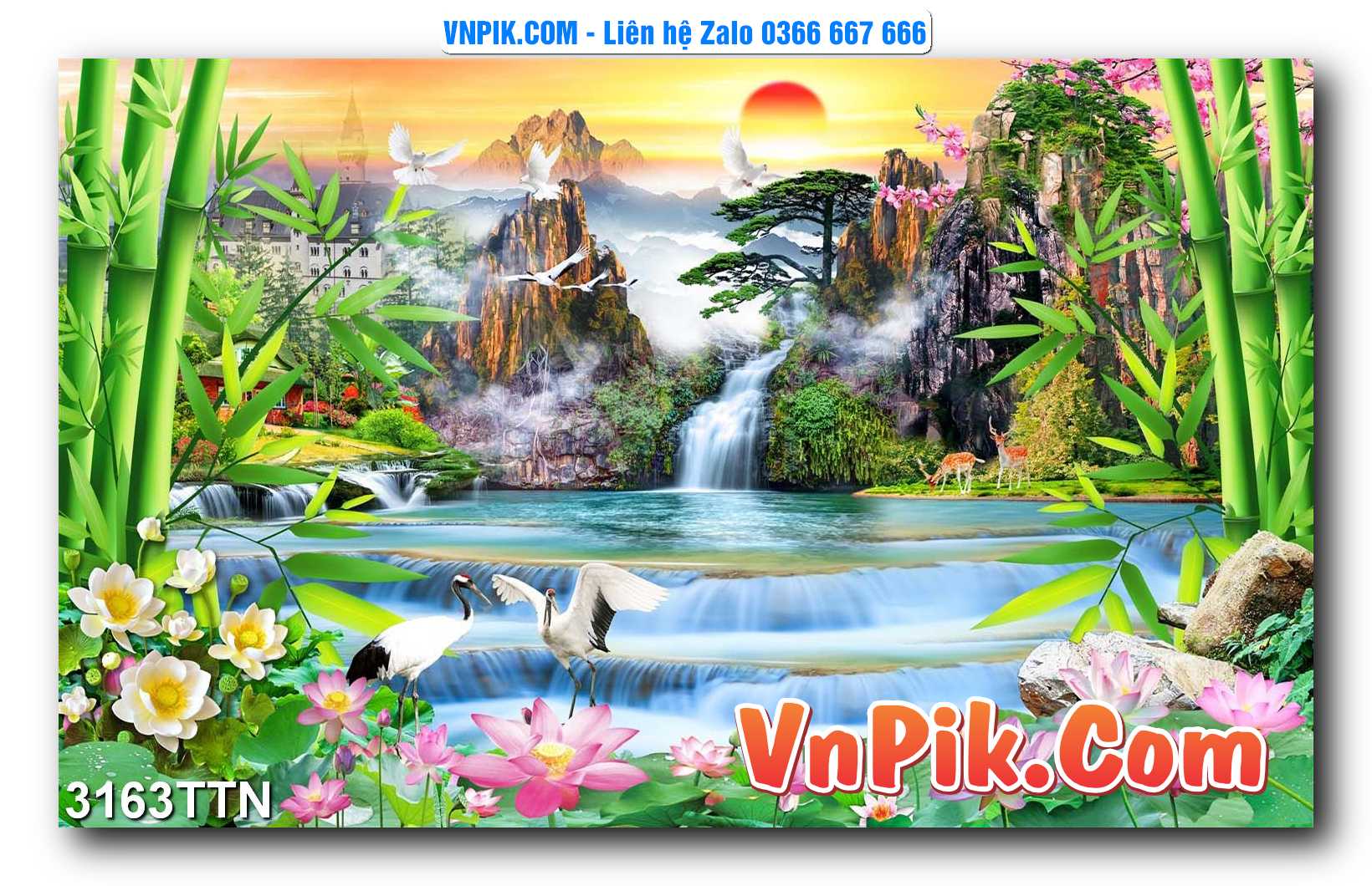 Tranh thác nước – Tranh phong thủy – Tranh treo tường mã 3163TTN