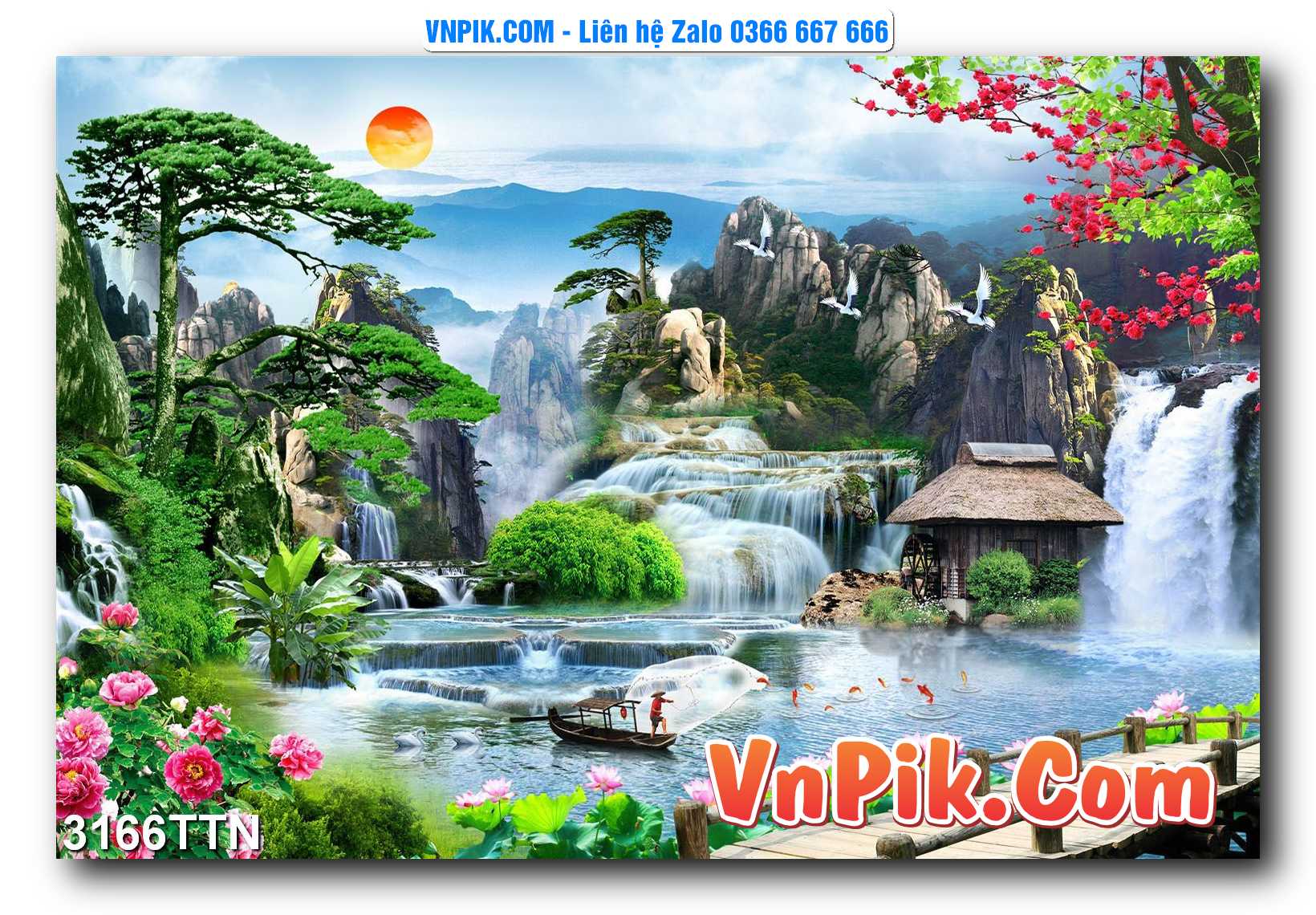 Tranh thác nước – Tranh phong thủy – Tranh treo tường mã 3166TTN