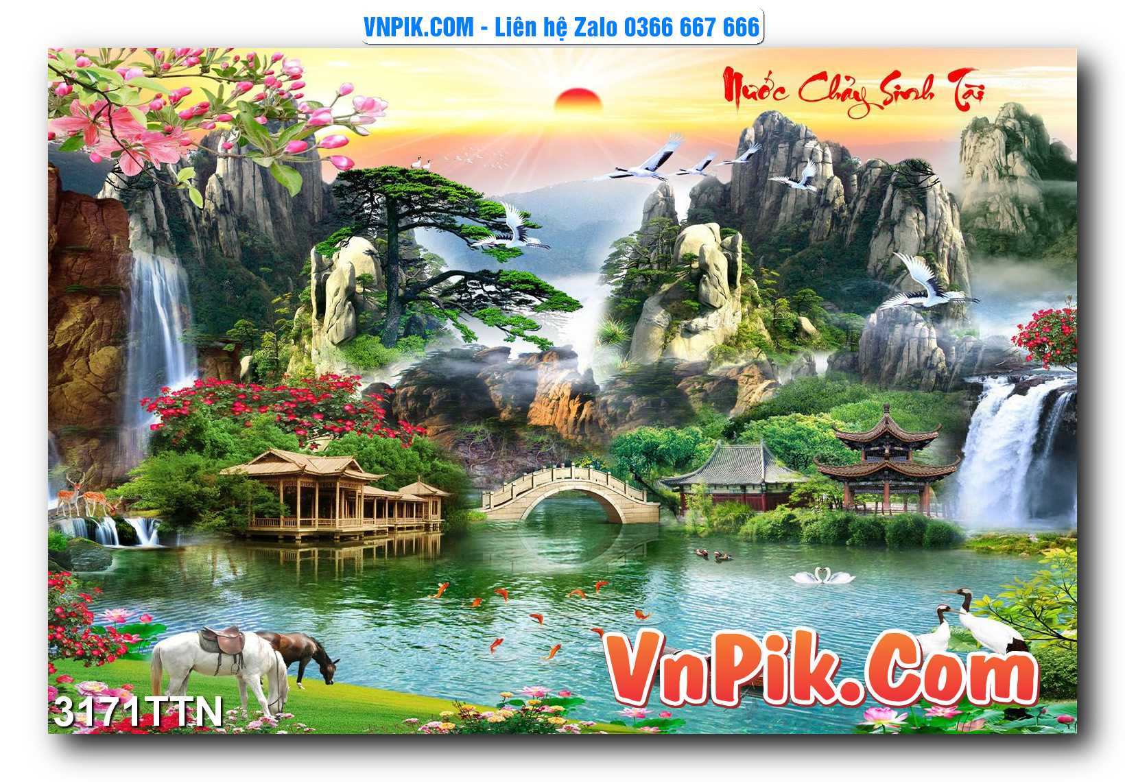 Tranh thác nước – Tranh phong thủy – Tranh treo tường mã 3171TTN