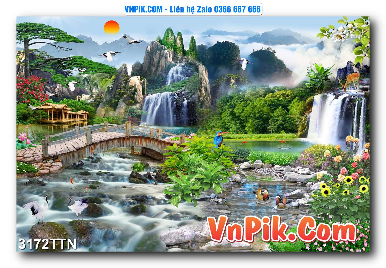 Tranh thác nước – Tranh phong thủy – Tranh treo tường mã 3172TTN