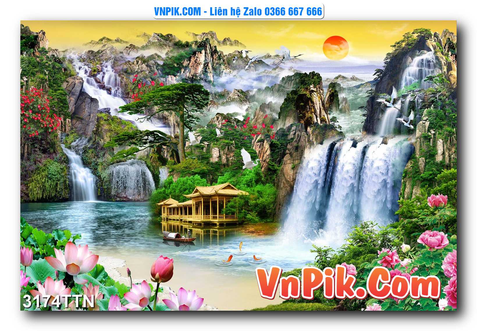 Tranh thác nước – Tranh phong thủy – Tranh treo tường mã 3174TTN