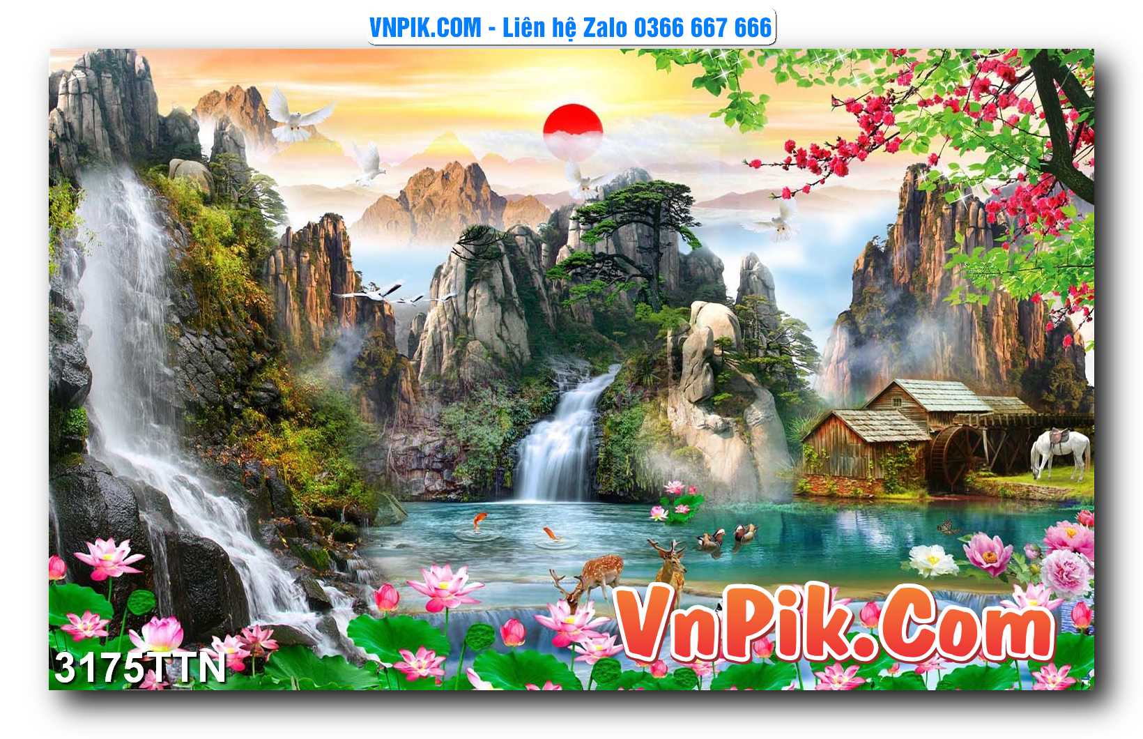 Tranh thác nước – Tranh phong thủy – Tranh treo tường mã 3175TTN