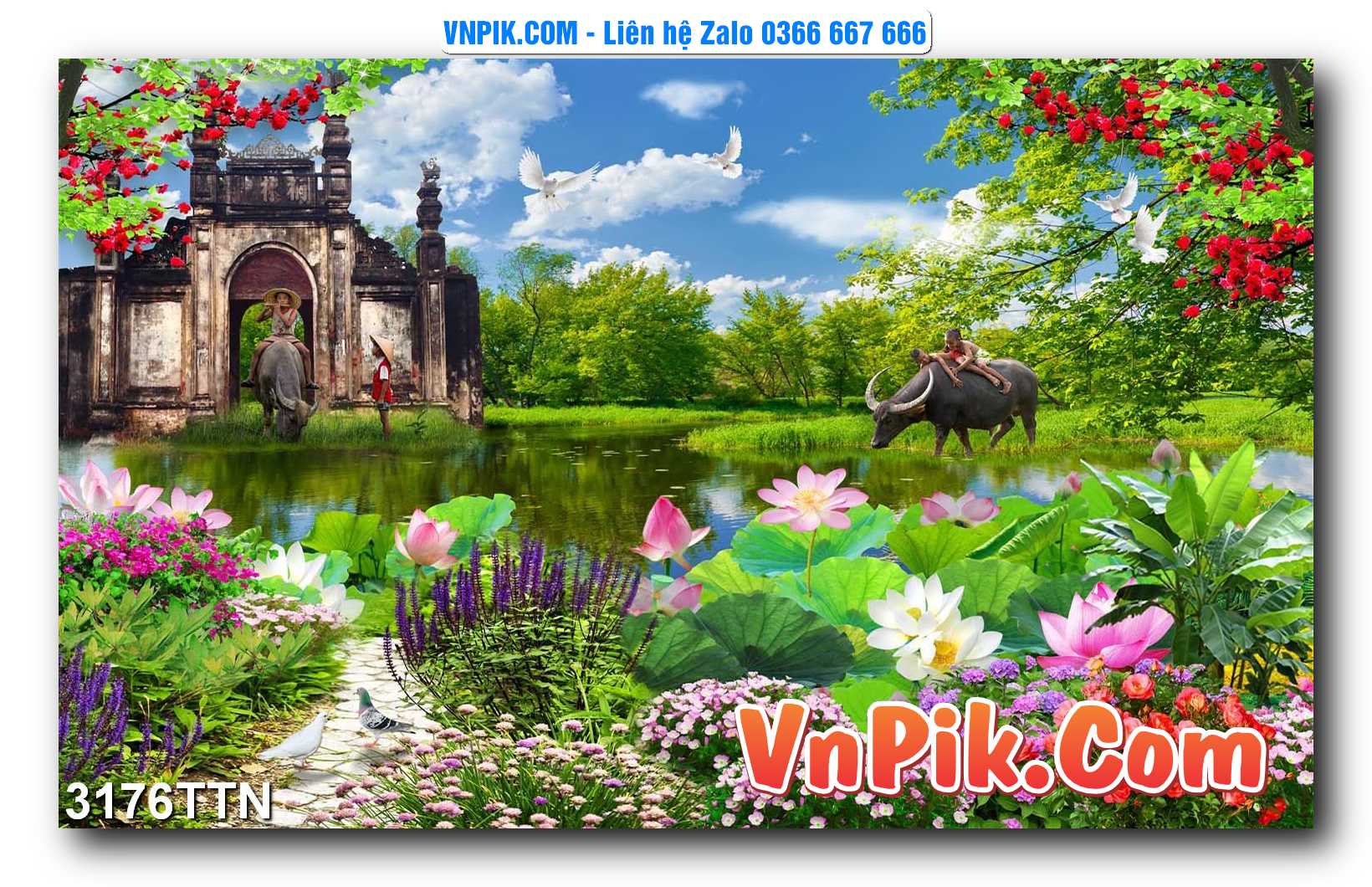 Tranh thác nước – Tranh phong thủy – Tranh treo tường mã 3176TTN