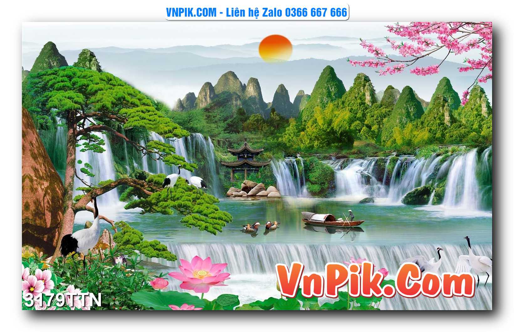 Tranh thác nước – Tranh phong thủy – Tranh treo tường mã 3179TTN