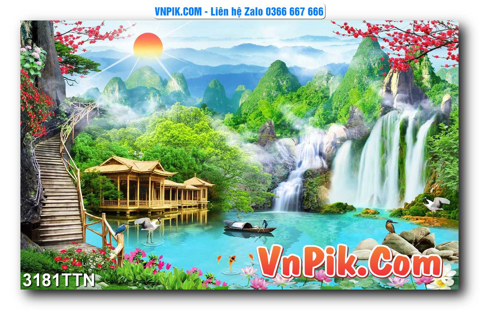 Tranh thác nước – Tranh phong thủy – Tranh treo tường mã 3181TTN