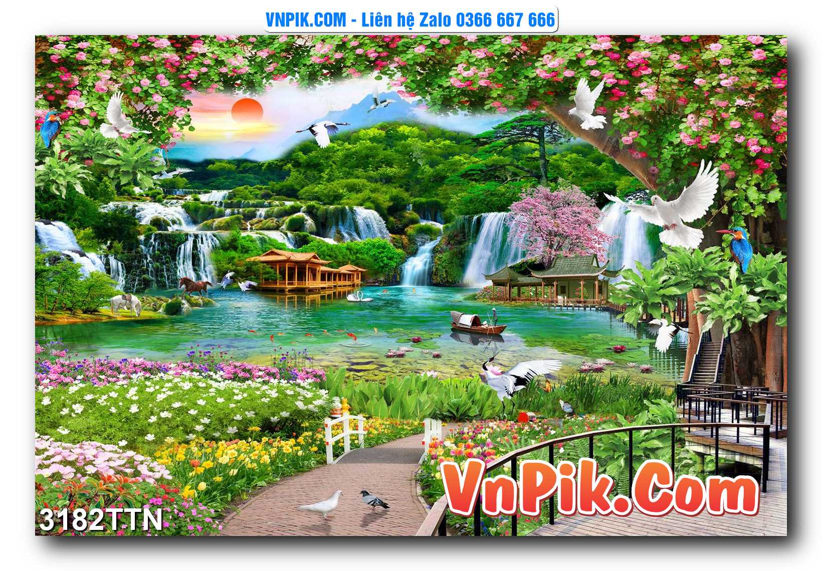 Tranh thác nước – Tranh phong thủy – Tranh treo tường mã 3182TTN