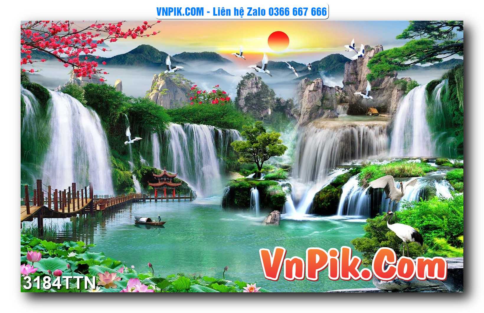 Tranh thác nước – Tranh phong thủy – Tranh treo tường mã 3184TTN