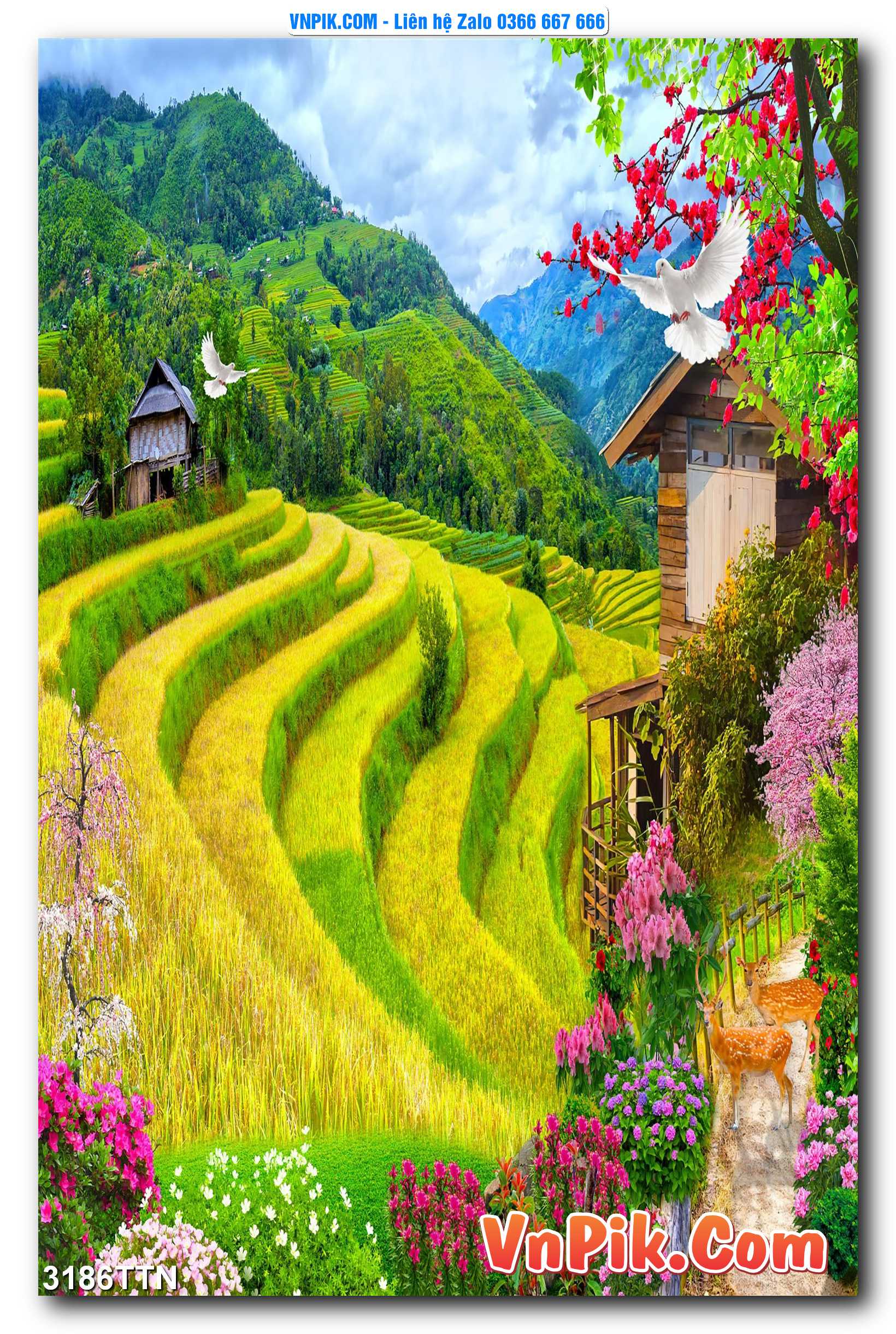 Tranh thác nước – Tranh phong thủy – Tranh treo tường mã 3186TTN