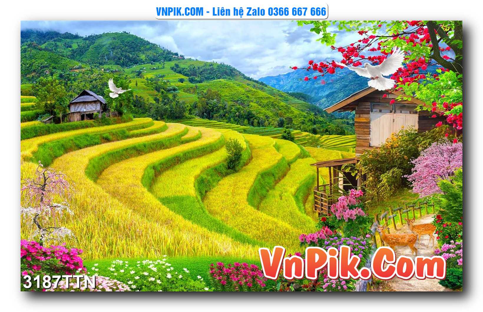 Tranh thác nước – Tranh phong thủy – Tranh treo tường mã 3187TTN