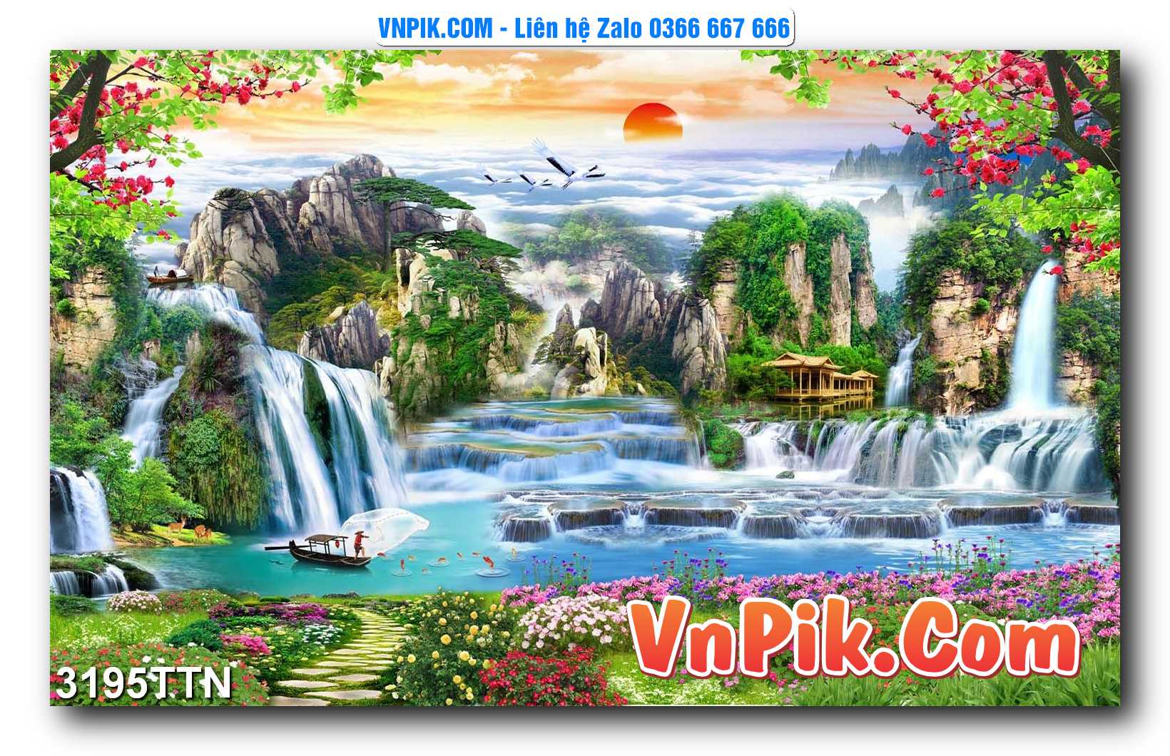Tranh thác nước – Tranh phong thủy – Tranh treo tường mã 3195TTN