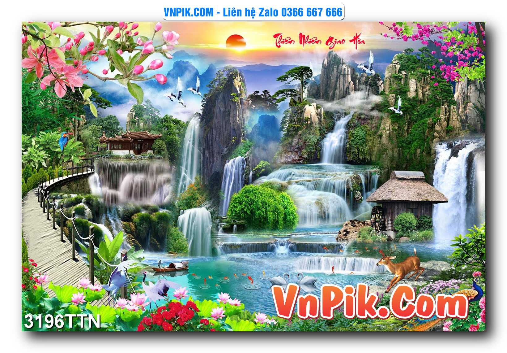 Tranh thác nước – Tranh phong thủy – Tranh treo tường mã 3196TTN