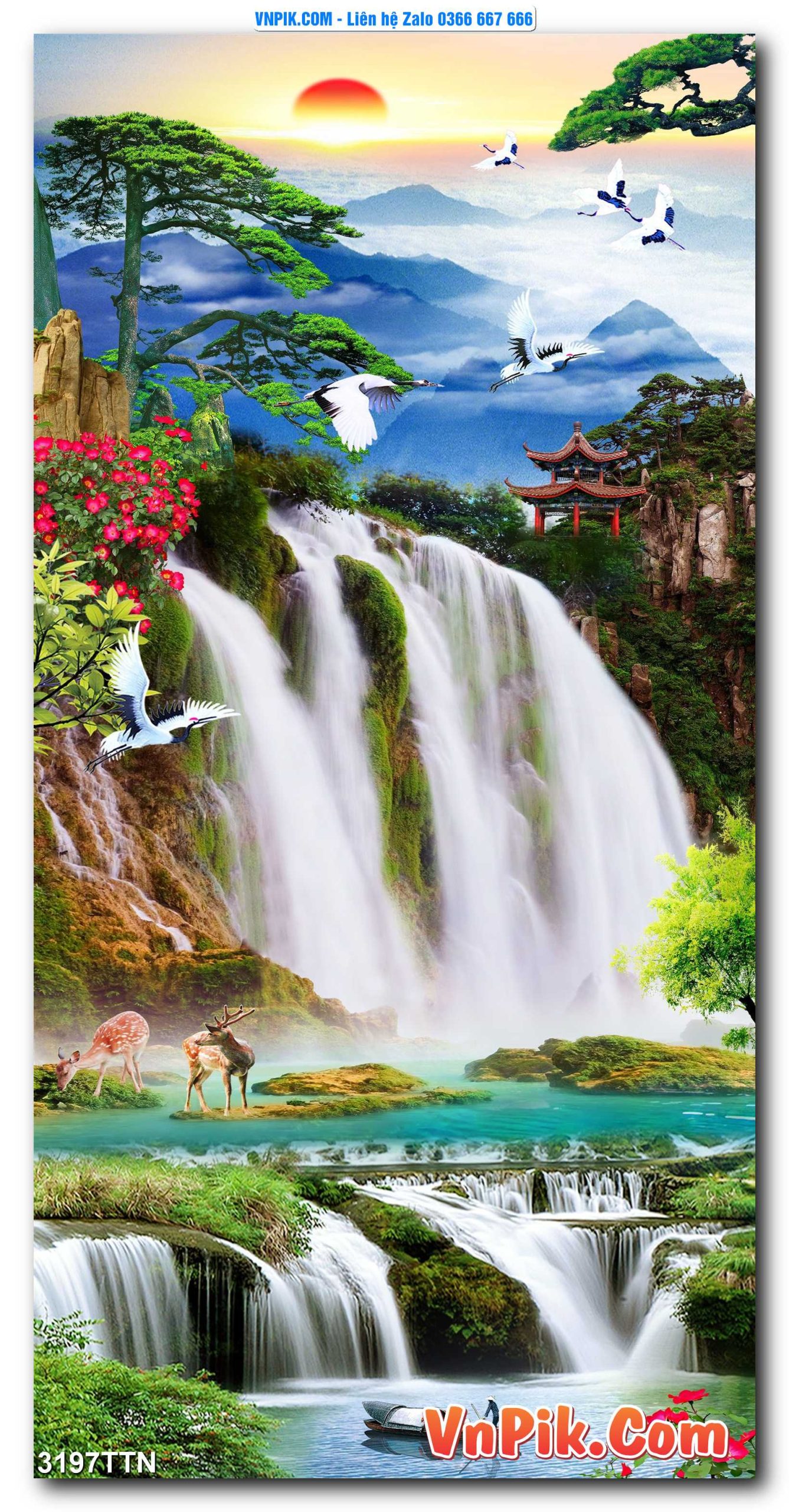 Tranh thác nước – Tranh phong thủy – Tranh treo tường mã 3197TTN