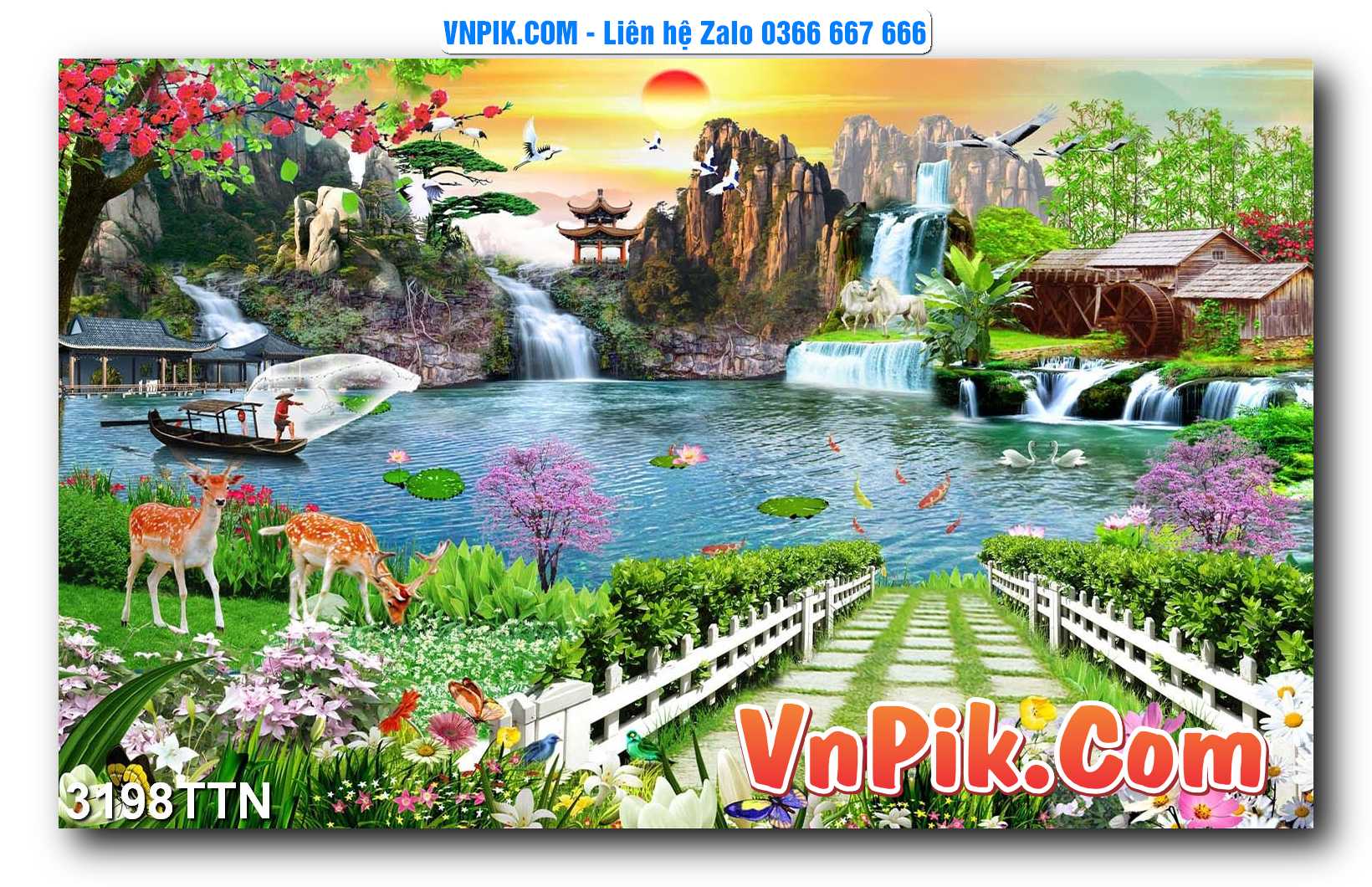 Tranh thác nước – Tranh phong thủy – Tranh treo tường mã 3198TTN