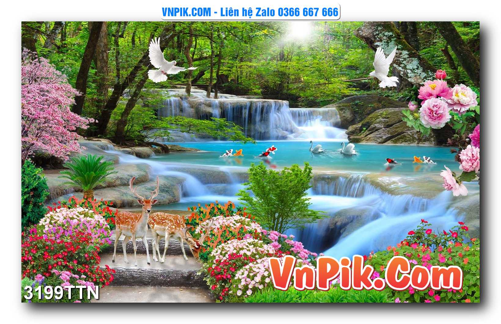 Tranh thác nước – Tranh phong thủy – Tranh treo tường mã 3199TTN