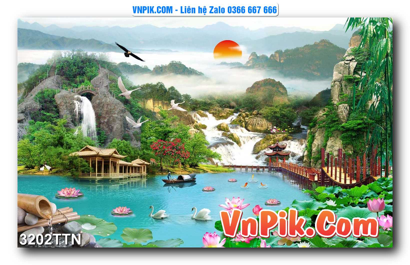 Tranh thác nước – Tranh phong thủy – Tranh treo tường mã 3202TTN