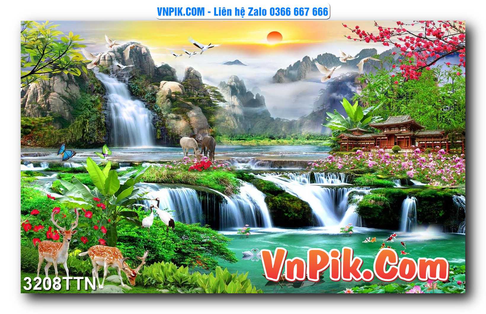 Tranh thác nước – Tranh phong thủy – Tranh treo tường mã 3208TTN