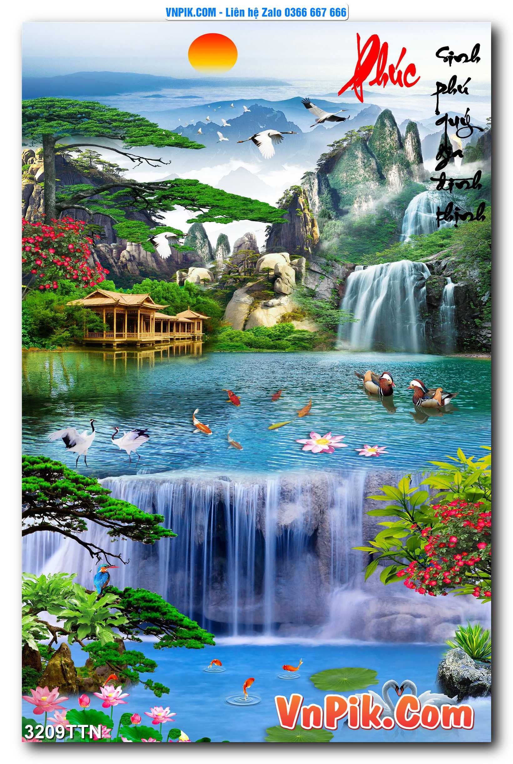 Tranh thác nước – Tranh phong thủy – Tranh treo tường mã 3209TTN