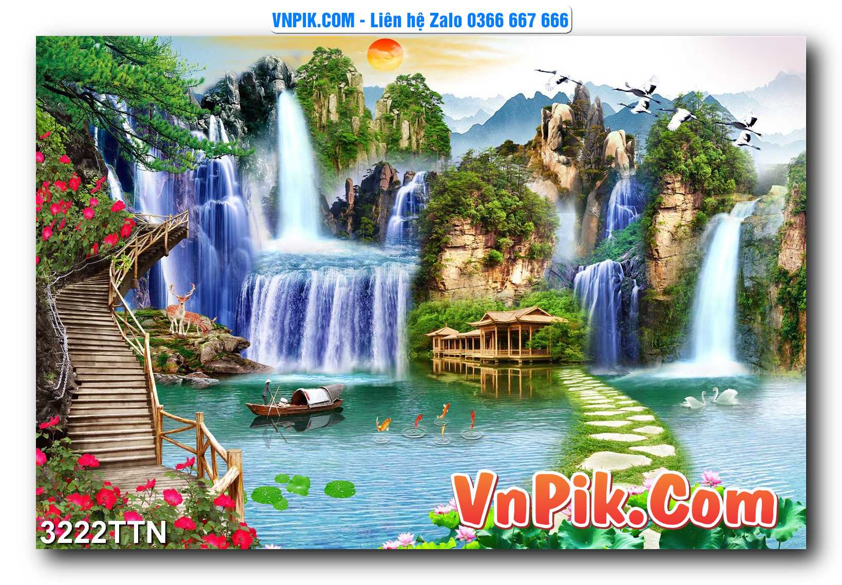 Tranh thác nước – Tranh phong thủy – Tranh treo tường mã 3222TTN