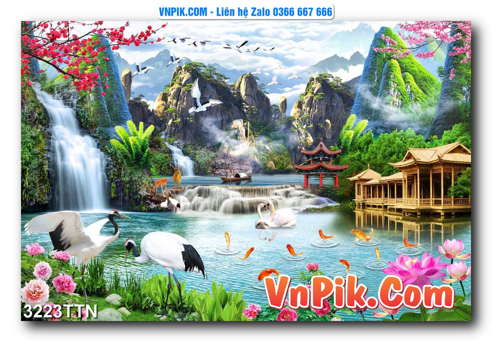 Tranh thác nước – Tranh phong thủy – Tranh treo tường mã 3223TTN