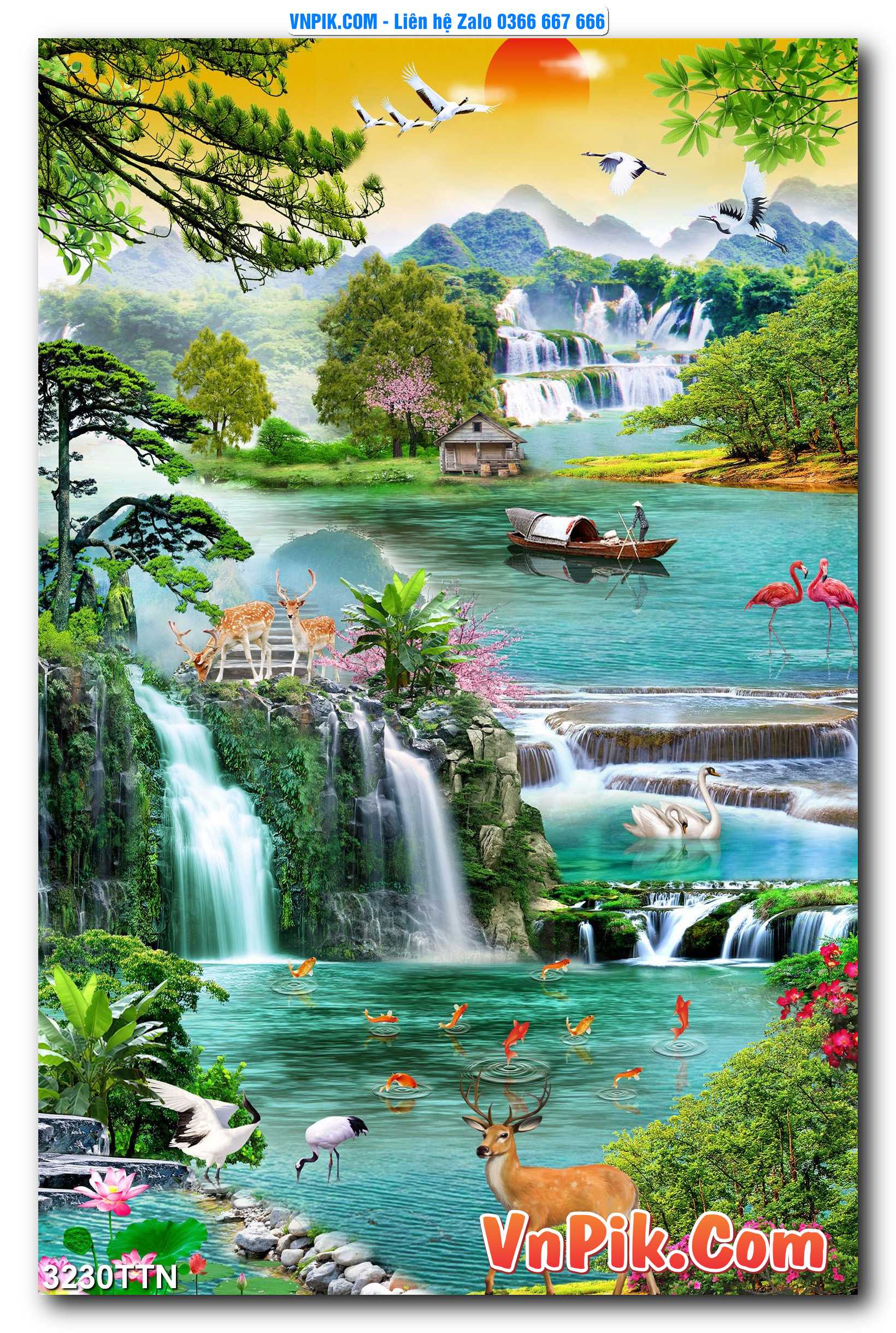 Tranh thác nước – Tranh phong thủy – Tranh treo tường mã 3230TTN