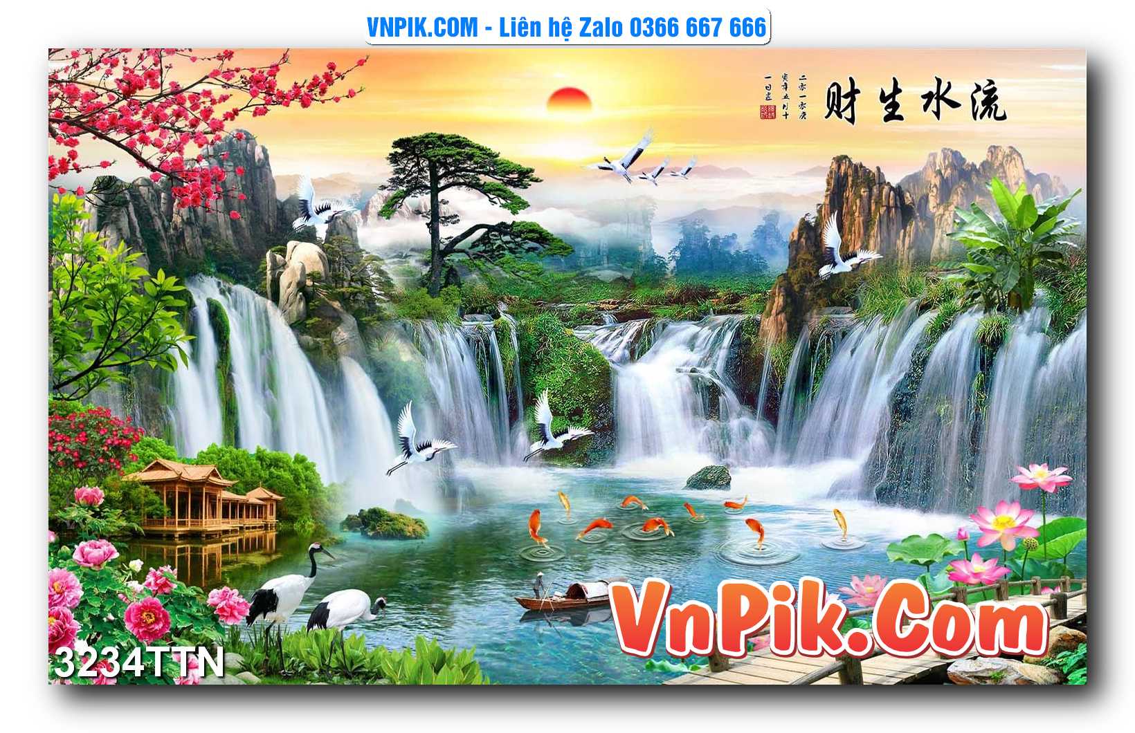 Tranh thác nước – Tranh phong thủy – Tranh treo tường mã 3234TTN