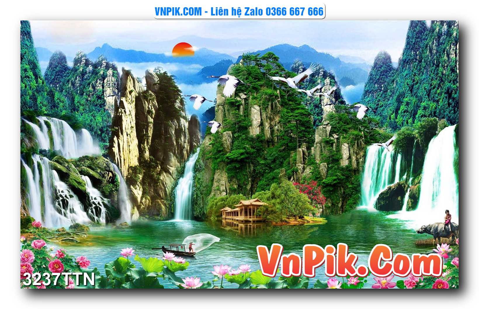 Tranh thác nước – Tranh phong thủy – Tranh treo tường mã 3237TTN