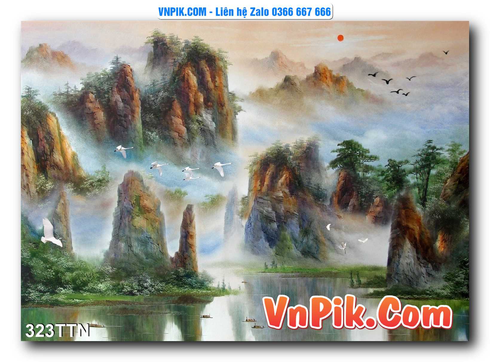 Tranh thác nước – Tranh phong thủy – Tranh treo tường mã 323TTN