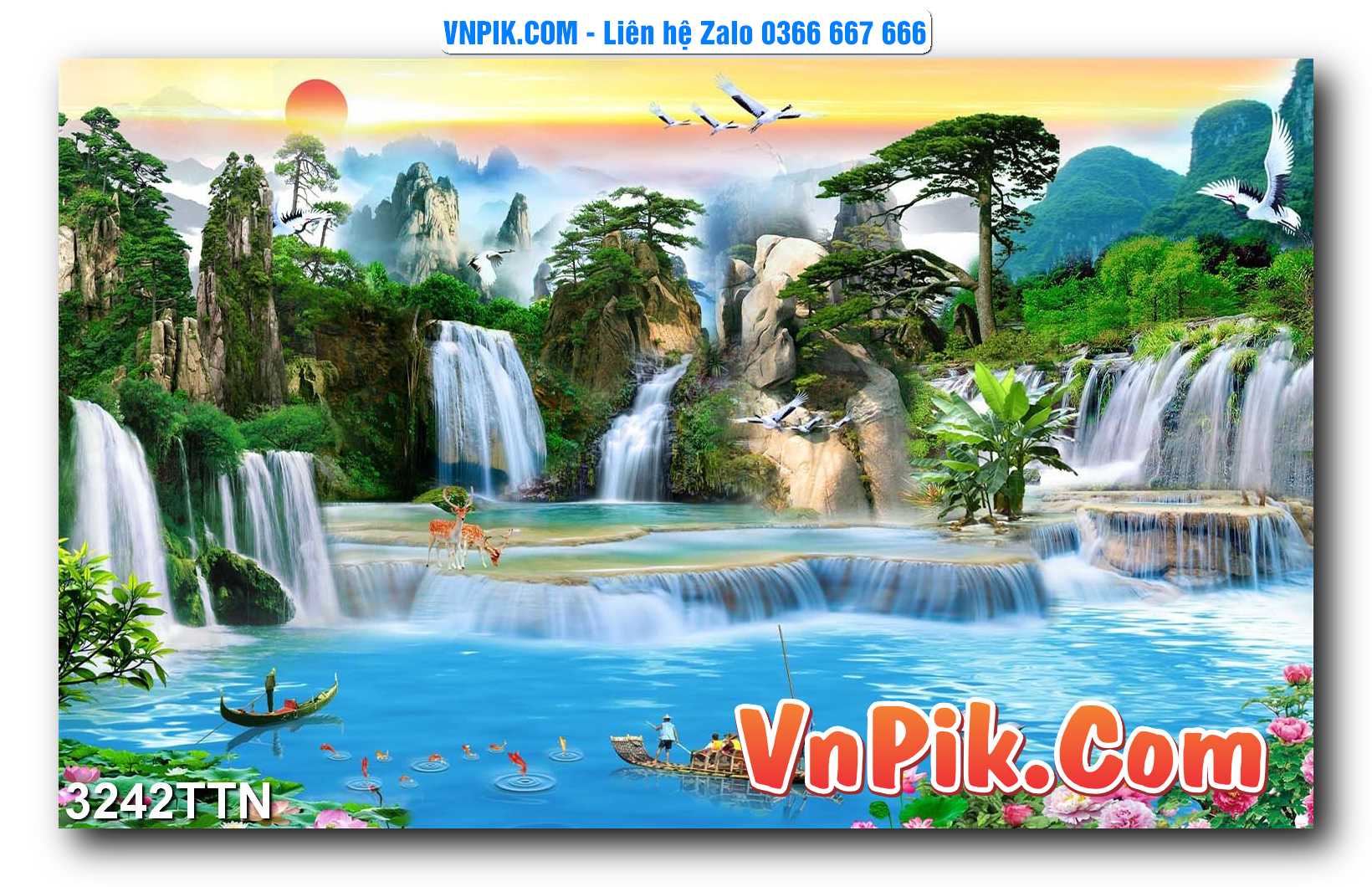 Tranh thác nước – Tranh phong thủy – Tranh treo tường mã 3242TTN