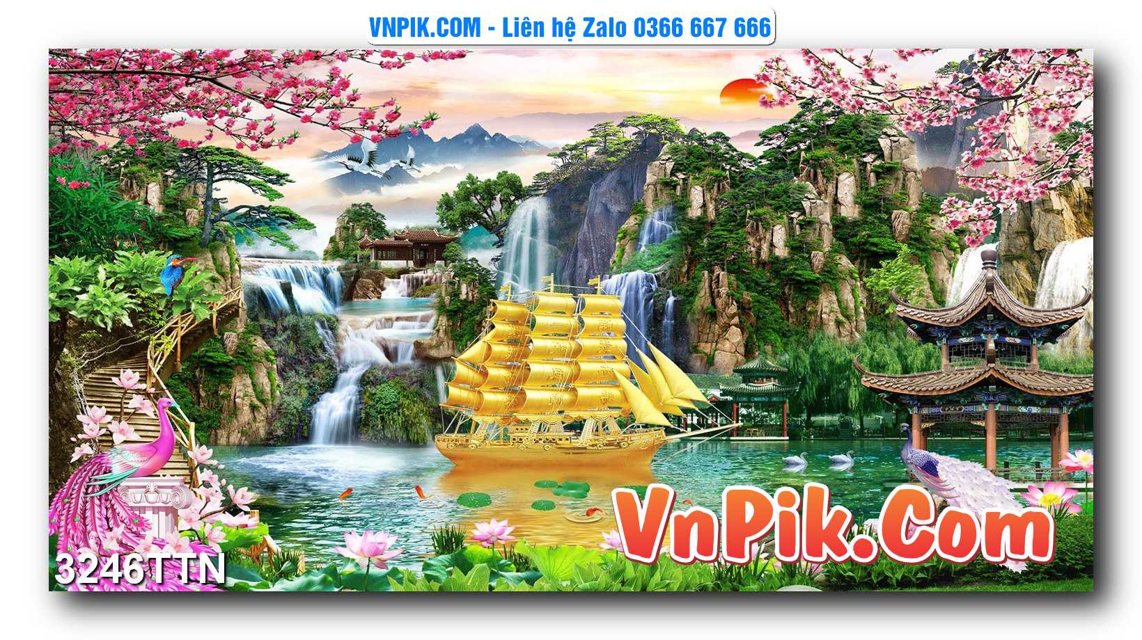Tranh thác nước – Tranh phong thủy – Tranh treo tường mã 3246TTN