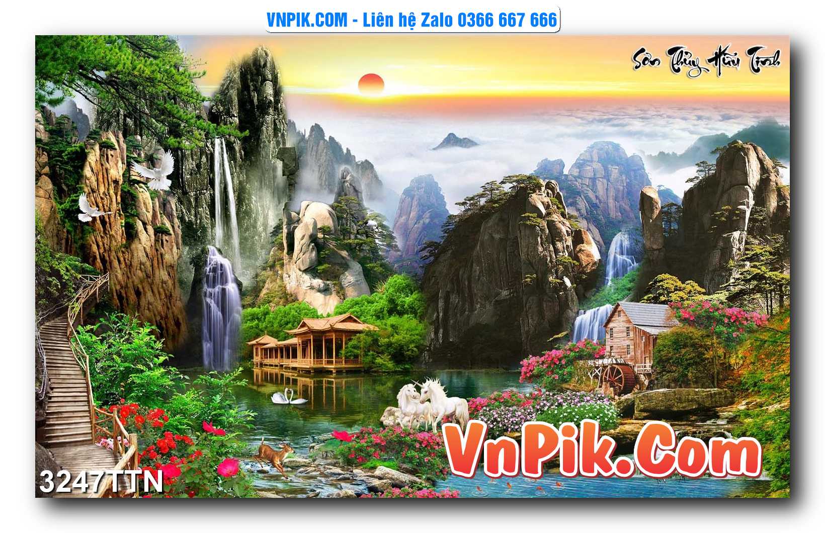Tranh thác nước – Tranh phong thủy – Tranh treo tường mã 3247TTN