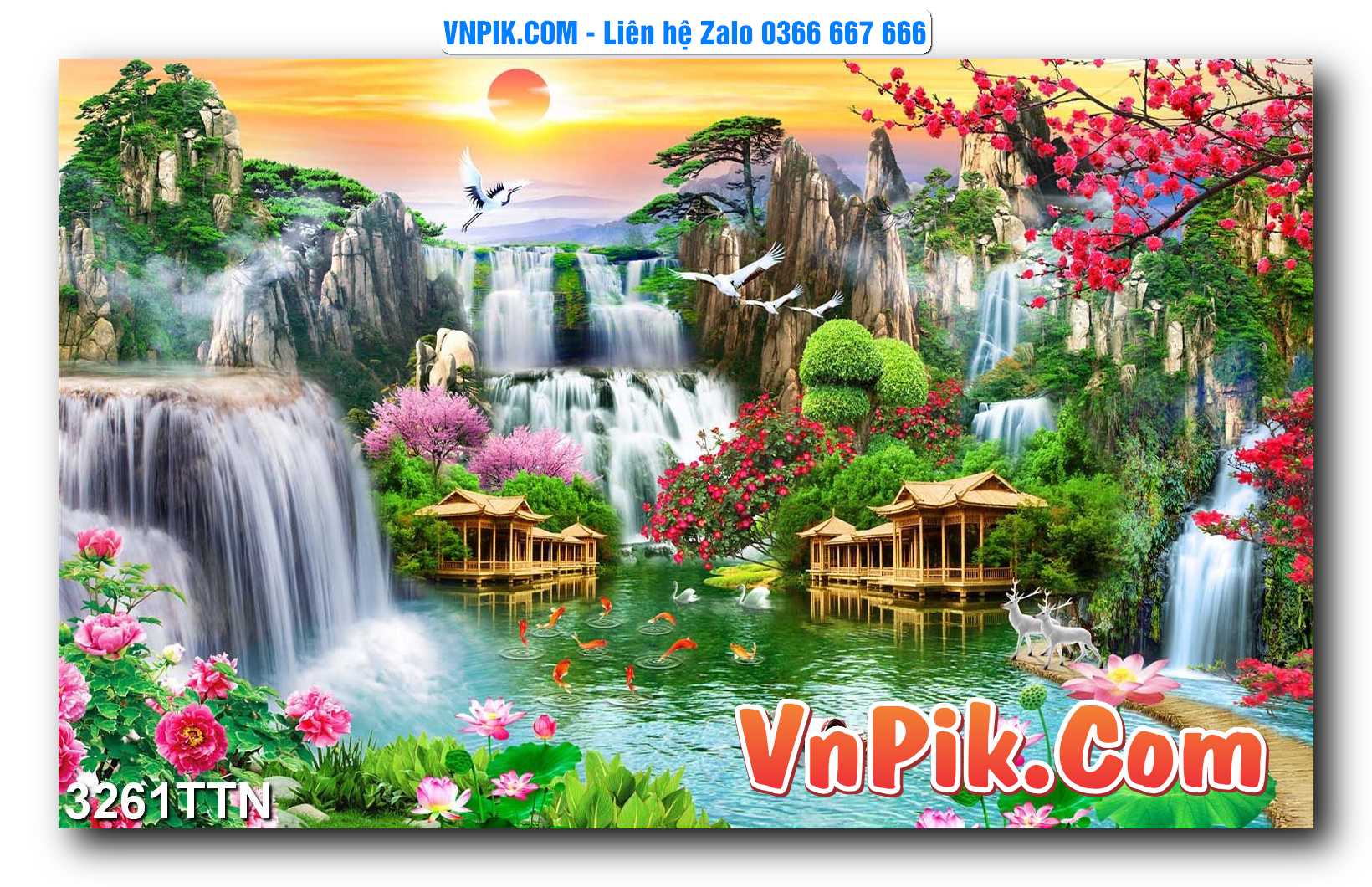 Tranh thác nước – Tranh phong thủy – Tranh treo tường mã 3261TTN
