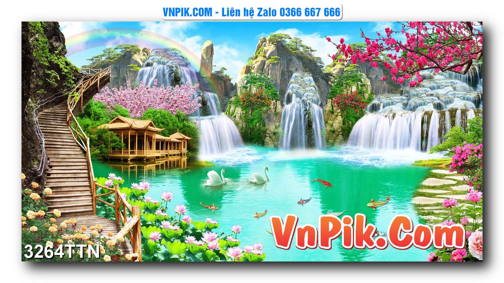 Tranh thác nước – Tranh phong thủy – Tranh treo tường mã 3264TTN