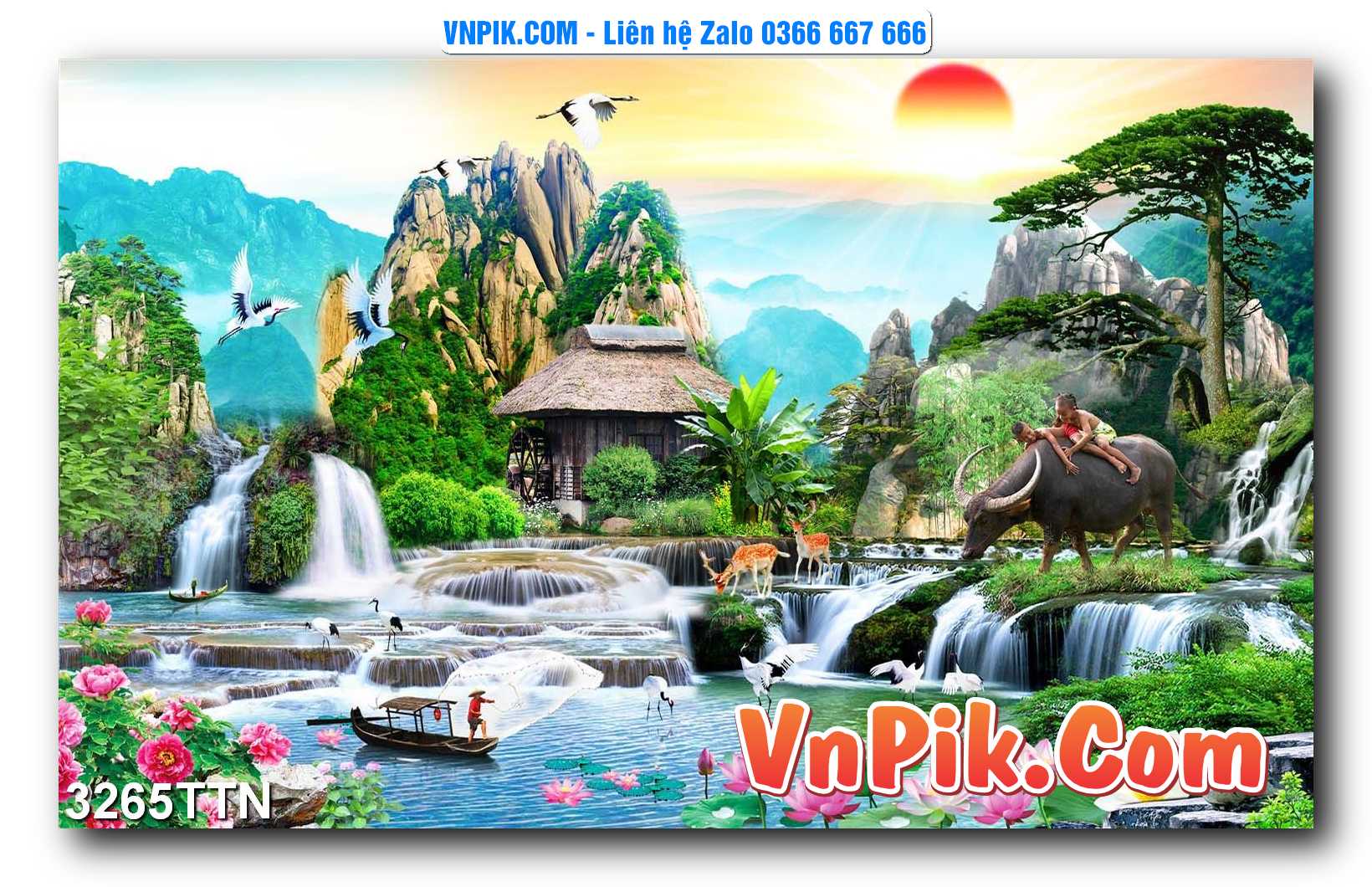 Tranh thác nước – Tranh phong thủy – Tranh treo tường mã 3265TTN