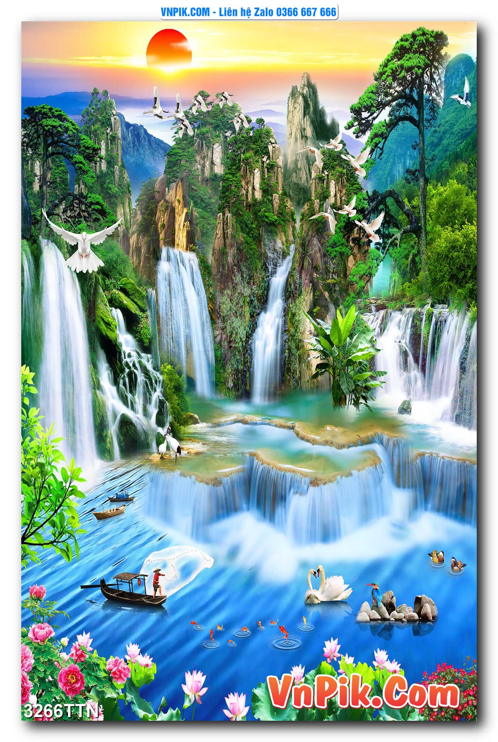 Tranh thác nước – Tranh phong thủy – Tranh treo tường mã 3266TTN