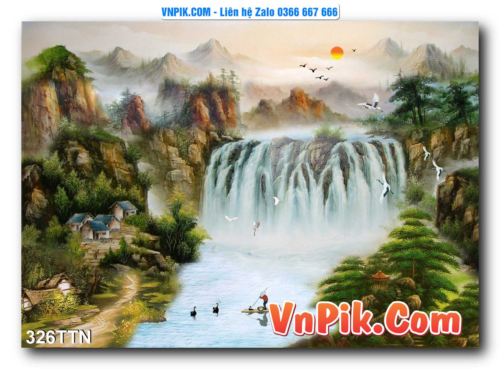 Tranh thác nước – Tranh phong thủy – Tranh treo tường mã 326TTN