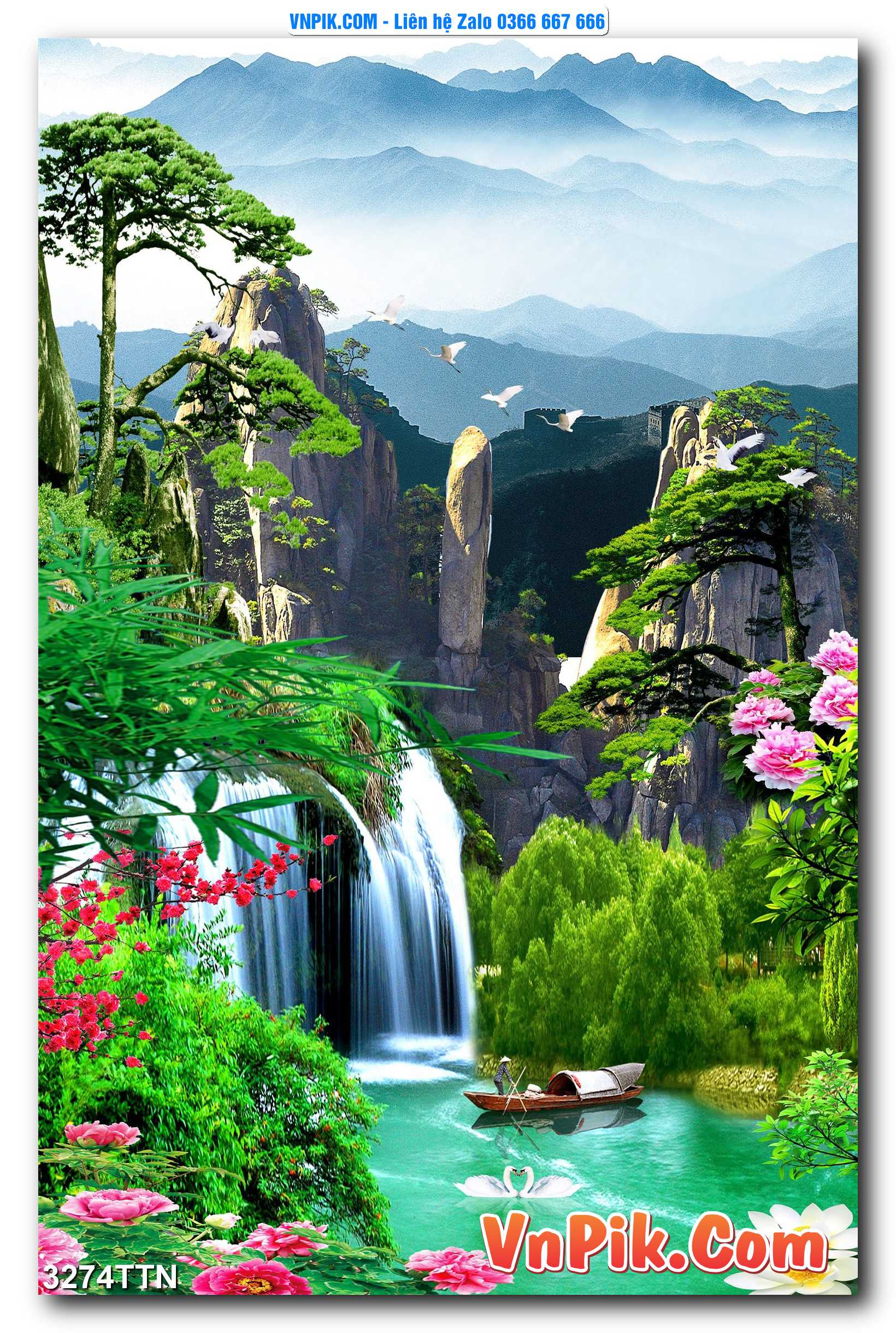 Tranh thác nước – Tranh phong thủy – Tranh treo tường mã 3274TTN
