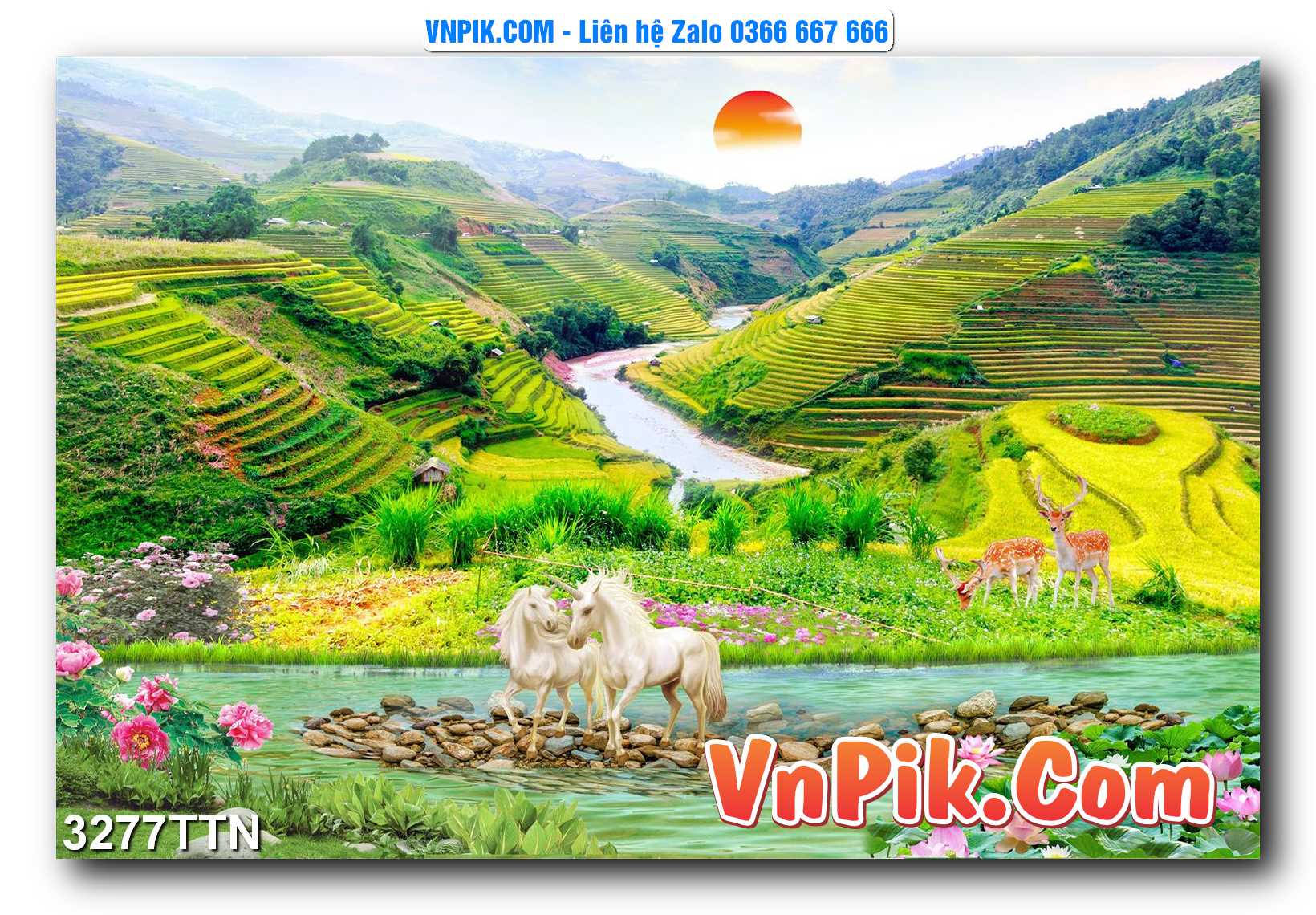 Tranh thác nước – Tranh phong thủy – Tranh treo tường mã 3277TTN